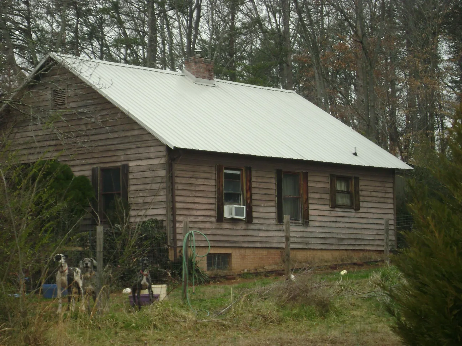 White metal roof on an old wood sided farmhouse, from a Metal Roof Installation job in East Orleans